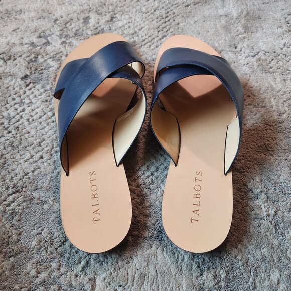 Talbots Women's 9 Sandals Blue Strappy Flats Shoes - Picture 4 of 7